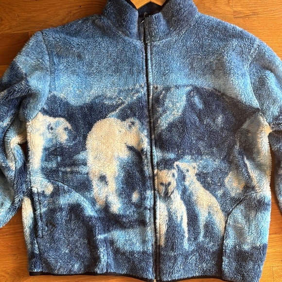Fleece polar bear family zip up jacket SZ XL - Picture 3 of 7
